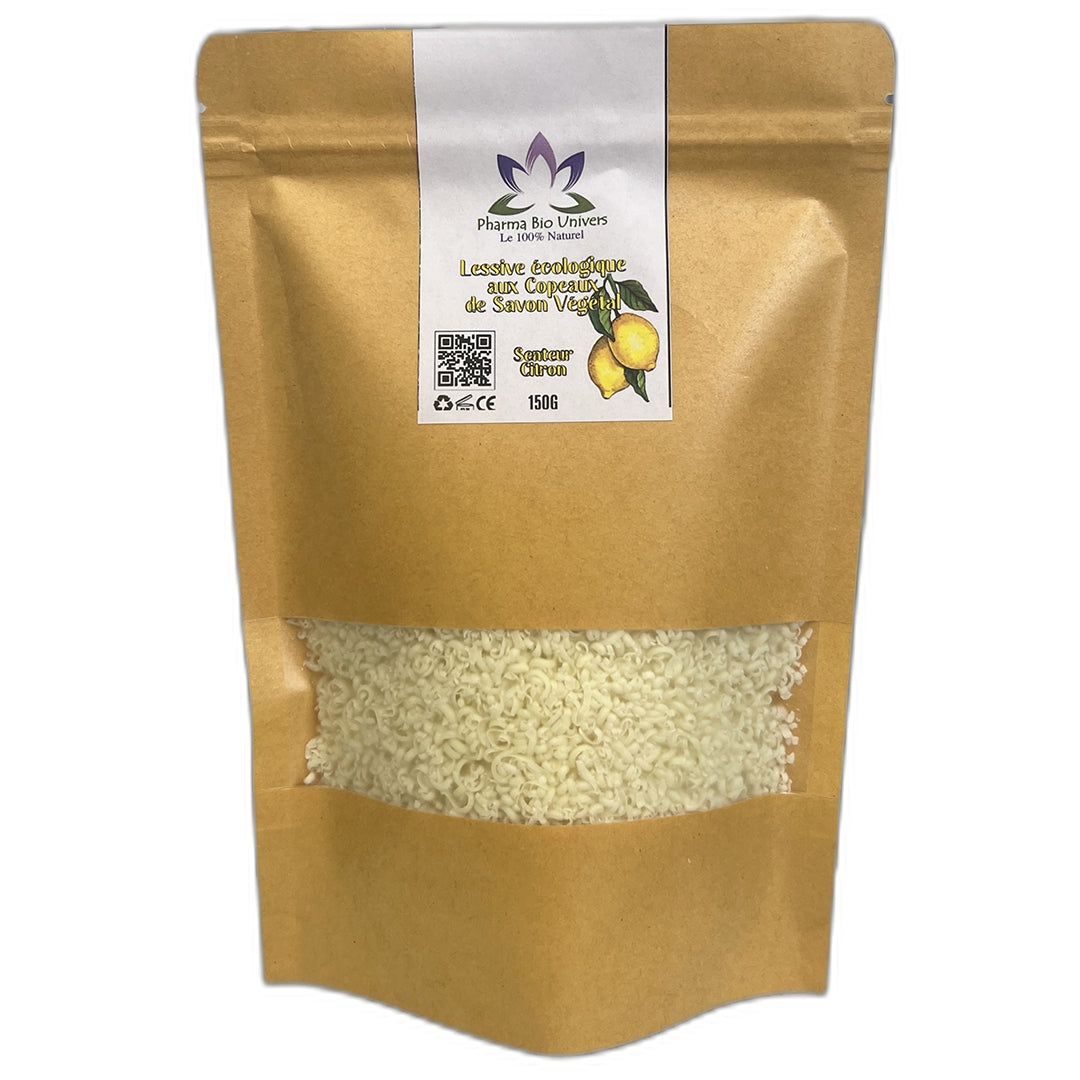 Copeaux de savon saponifiés à froid : la solution écologique pour votre lessive - Senteur Citron 150 gr - Univers Bio Pharma