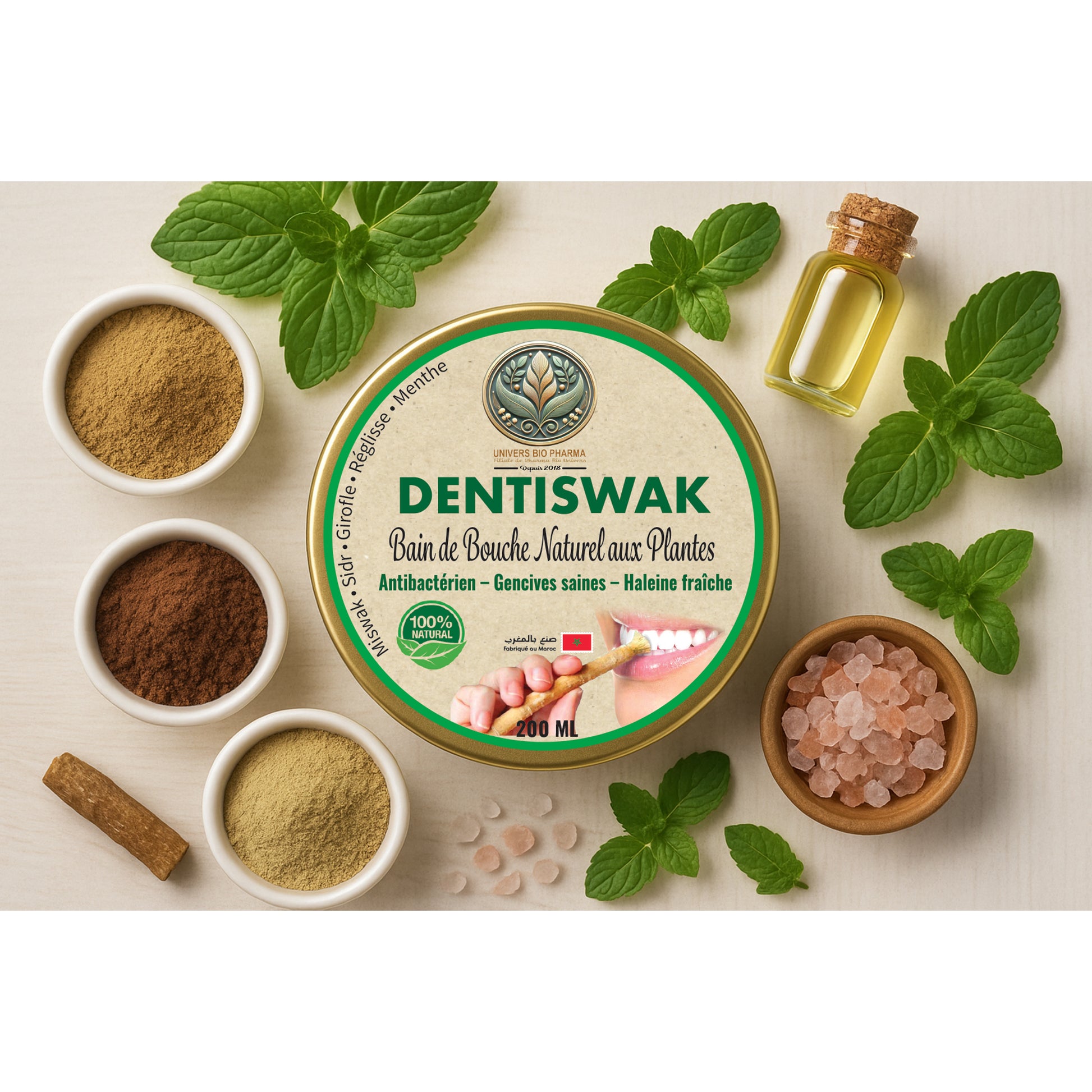 ain de bouche en poudre DENTISWAK au Siwak et Sidr naturel - Univers Bio Pharma