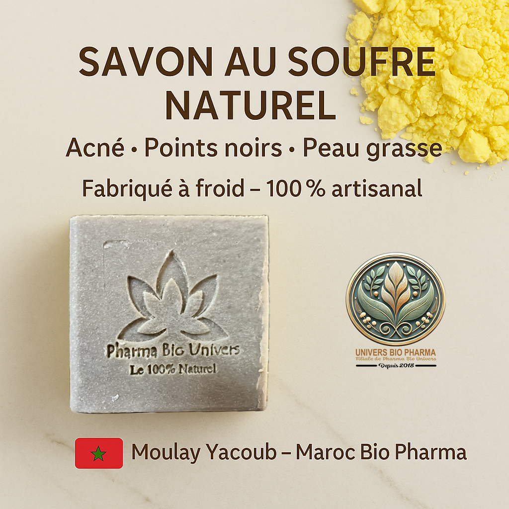Savon au Soufre – Saponifié à Froid | Peaux Grasses, Acné, Points Noirs - Univers Bio Pharma