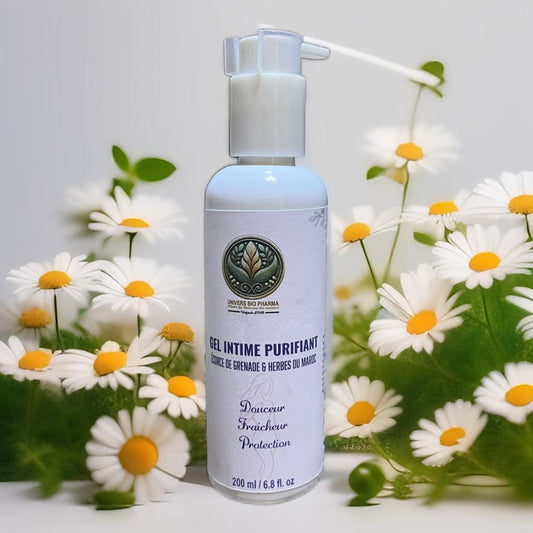 Gel intime purifiant naturel aux plantes du Maroc - Flacon pompe 200ml avec lavande, thym et camomille