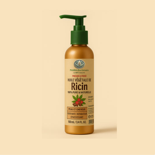 🌿 Huile de Ricin BIO – 100 % Pure & Vierge, Première Pression à Froid - Univers Bio Pharma