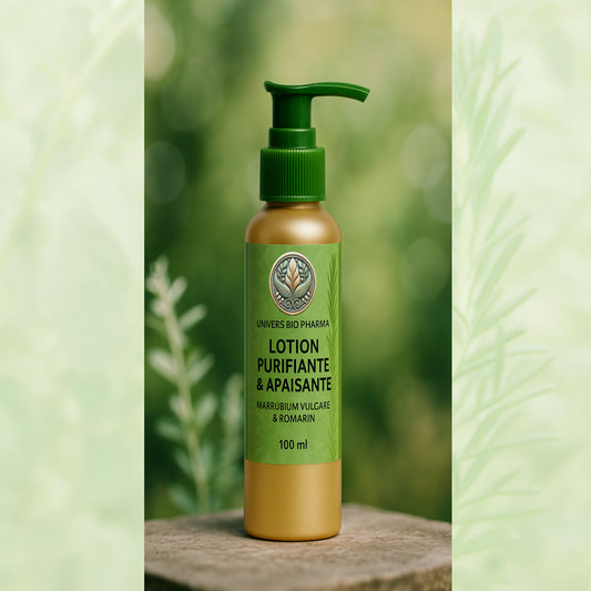 Lotion purifiante naturelle pour visage et cuir chevelu à base de Marrubium vulgare, flacon pompe 100 ml – Univers Bio Pharma
