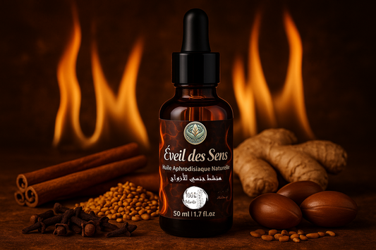Éveil des Sens – Huile Aphrodisiaque Stimulante pour Couple 50ml | Univers Bio Pharma