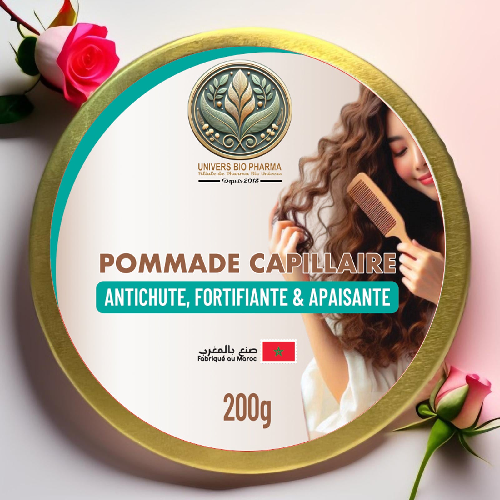 Soin capillaire naturel en pot – Pommade nourrissante pour fortifier et stimuler la pousse des cheveux
