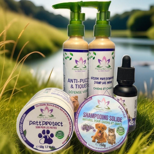 Offre Imbattable : 4 Produits Essentiels + 1 Shampoing Solide OFFERT pour Seulement 300 Dhs ! 🐶🐱 - Univers Bio Pharma