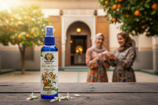 Flacon dans jardin d'orangers marocain