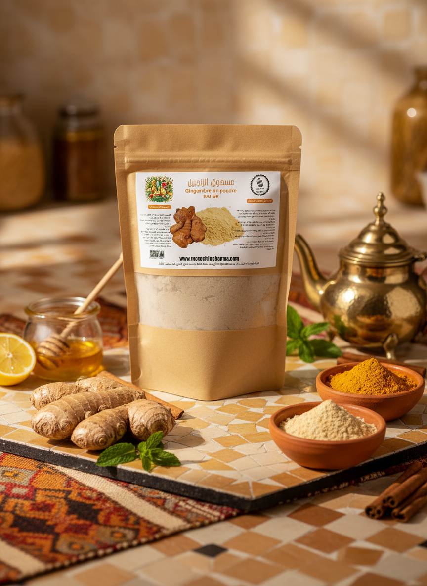 Gingembre en poudre dans une ambiance marocaine revigorante