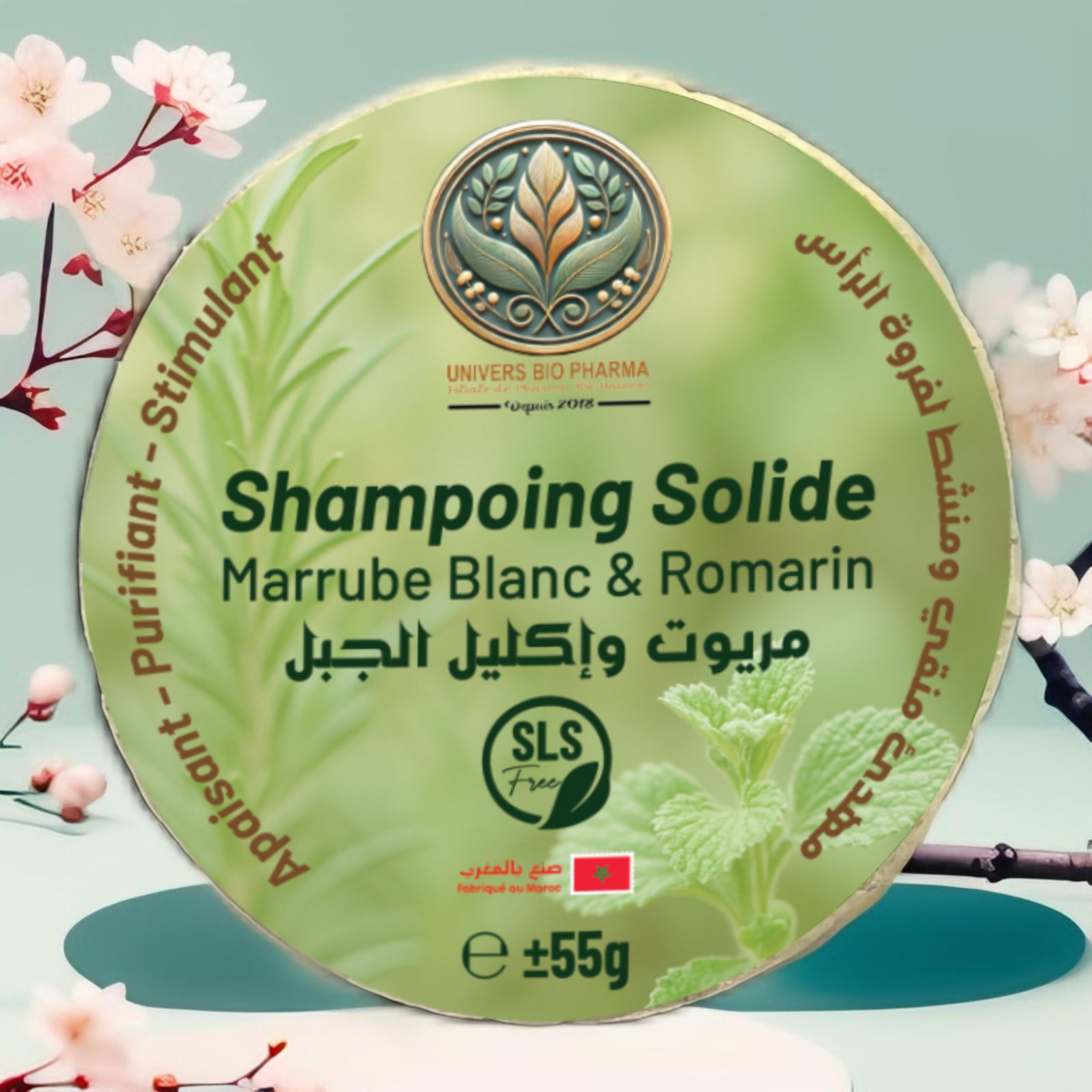 Soin capillaire solide contre les pellicules à base de plantes marocaines